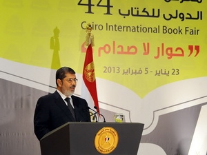 Tổng thống Ai Cập Mohamed Morsi phát biểu tại lễ khai mạc Hội chợ.